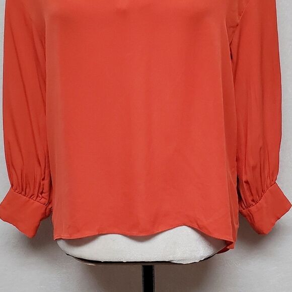 JOIE Ninarika Desert Rose Silk V-neck Hi-low Pleated Long Sleeve Blouse Small - Picture 5 of 12